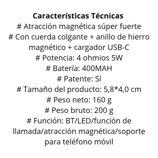 MINI PARLANTE MAGNÉTICO CON LUCES LED